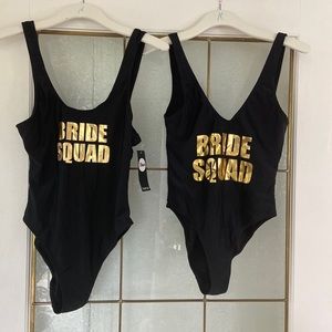 BOOHOO Bride squad one piece swimsuit